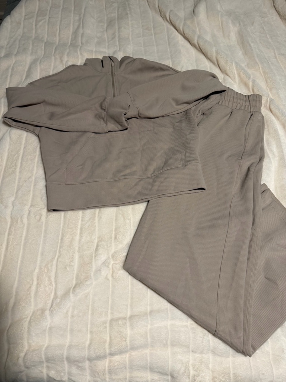 Women's Taupe Ribbed Active Matching Set - TARGET